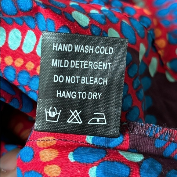 D'IYANU Anola Women's African Print Dress (Red Indigo Circles) NWT 1X - Picture 13 of 14